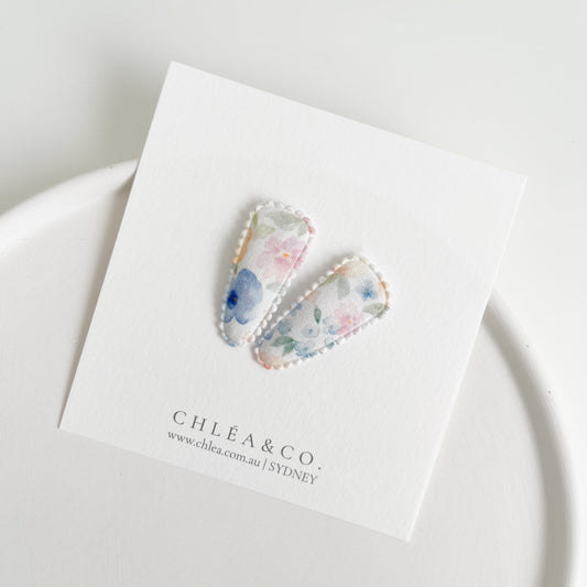Petite Rosemary Fabric Covered Snap Clip