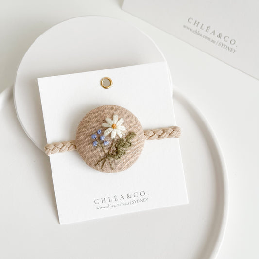 Embroidered Hair Ties | Daisy Blue