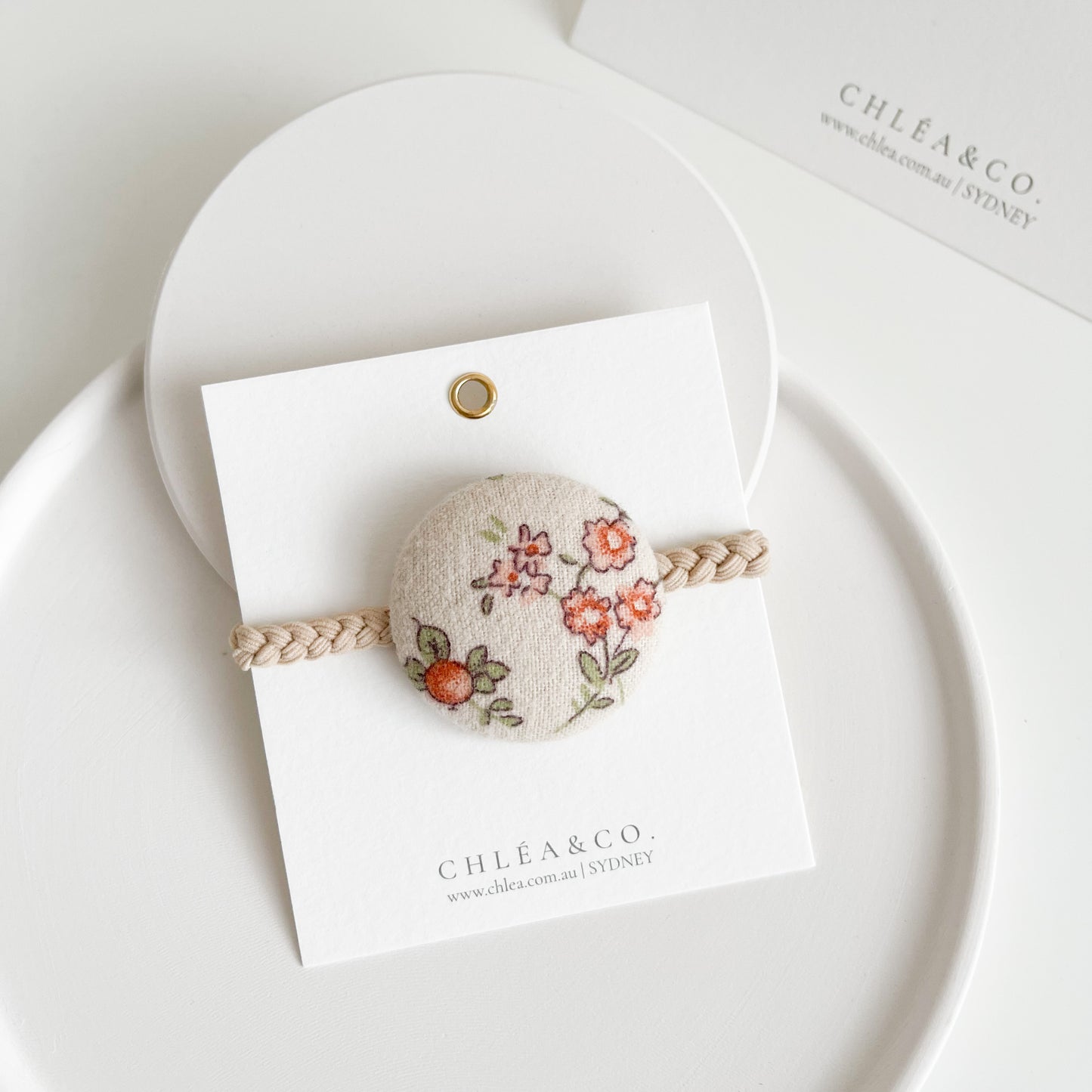 Vintage Fabric Button Hair Ties