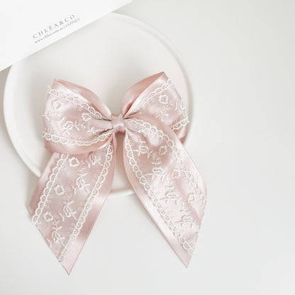 Elise Satin Lace Long Tail Bow