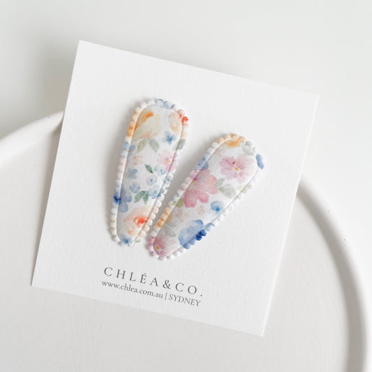 Rosemary Fabric Covered Snap Clip