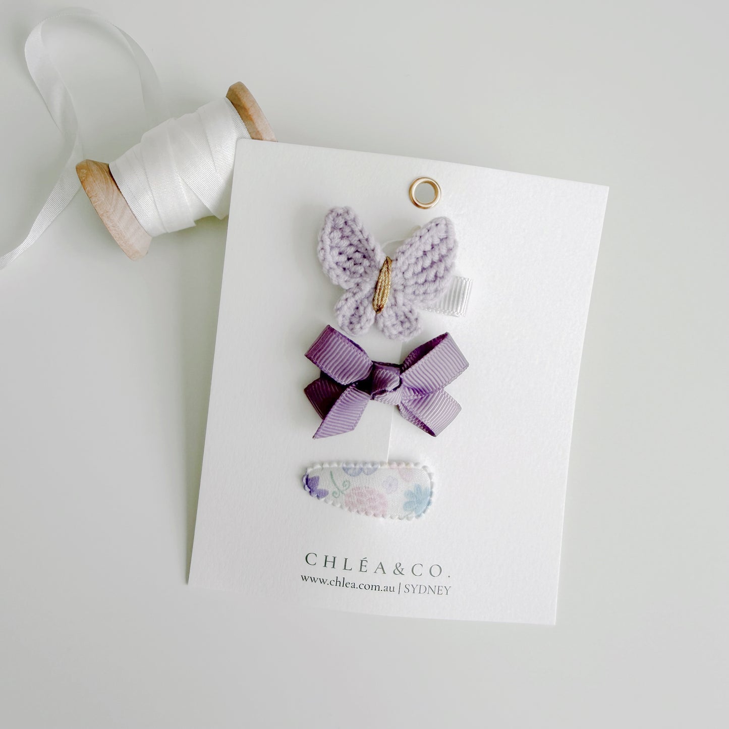 My First Butterfly Bow in Purple | 3pc Mixed Hair Clips