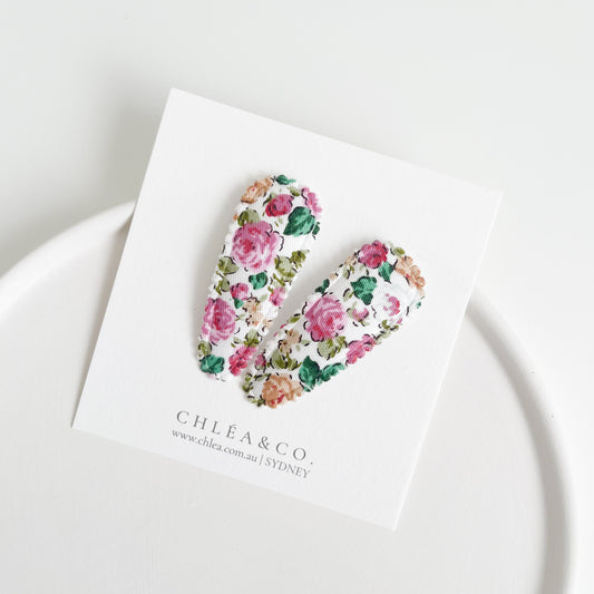 Wildflower Fabric Covered Snap Clip