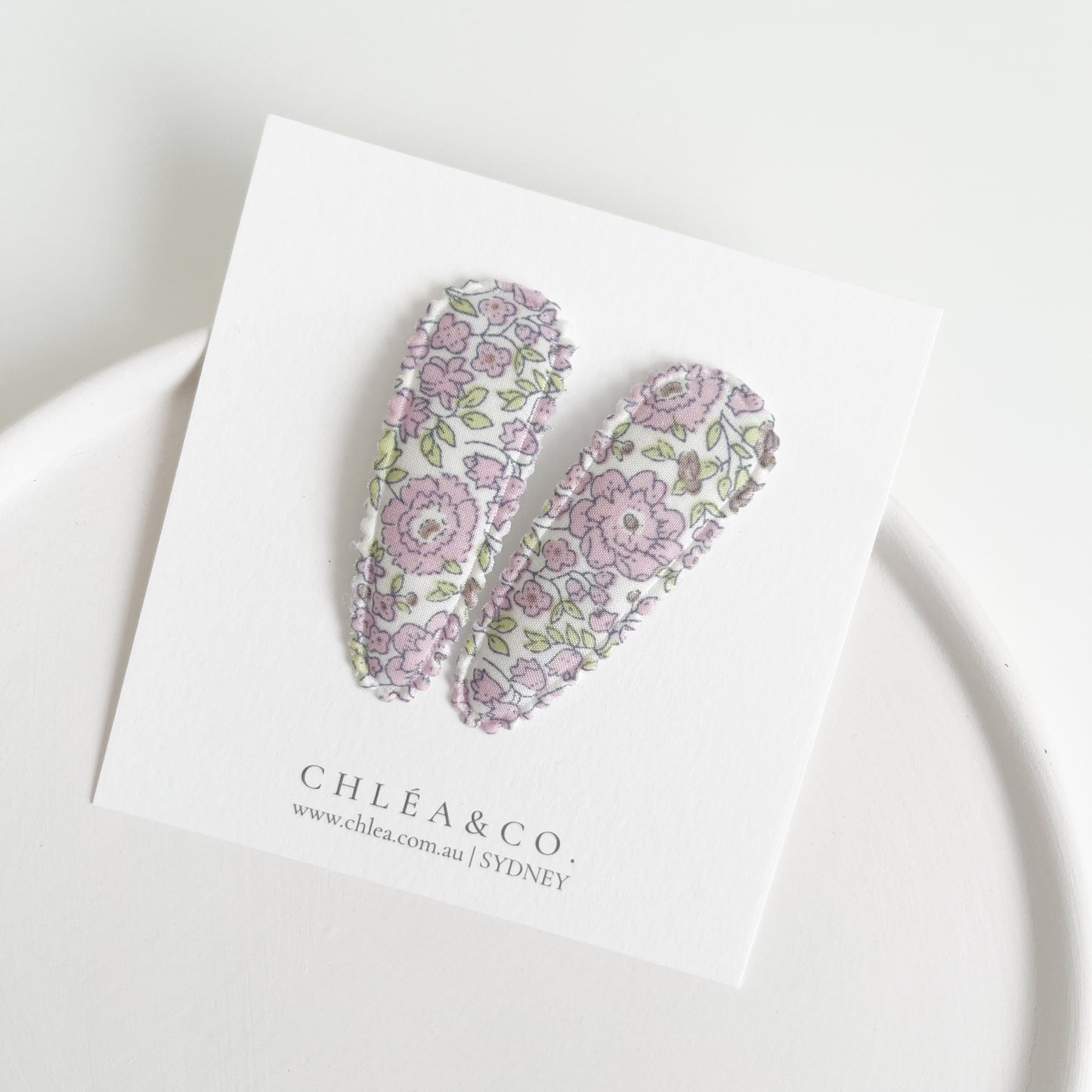 Dainty Lilac Garden Fabric Covered Snap Clip