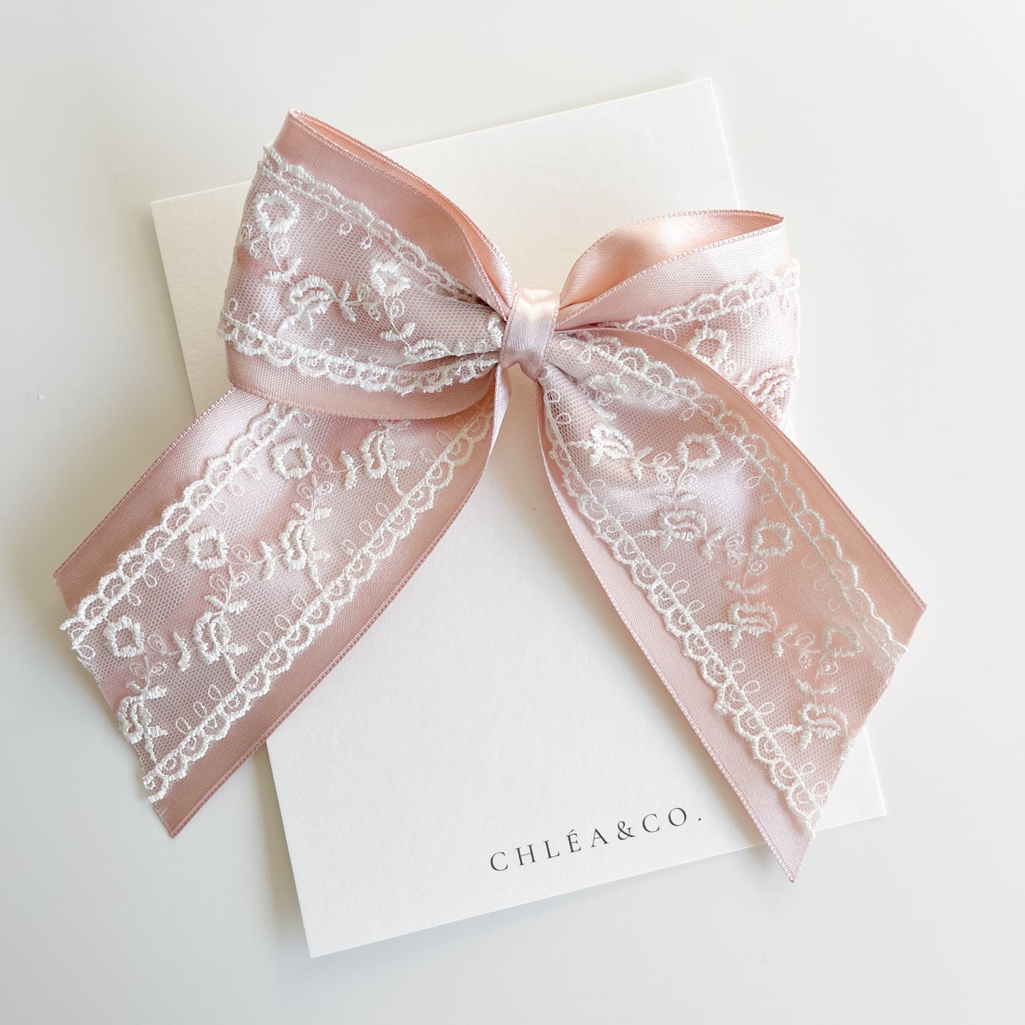 Elise Satin Lace Long Tail Bow