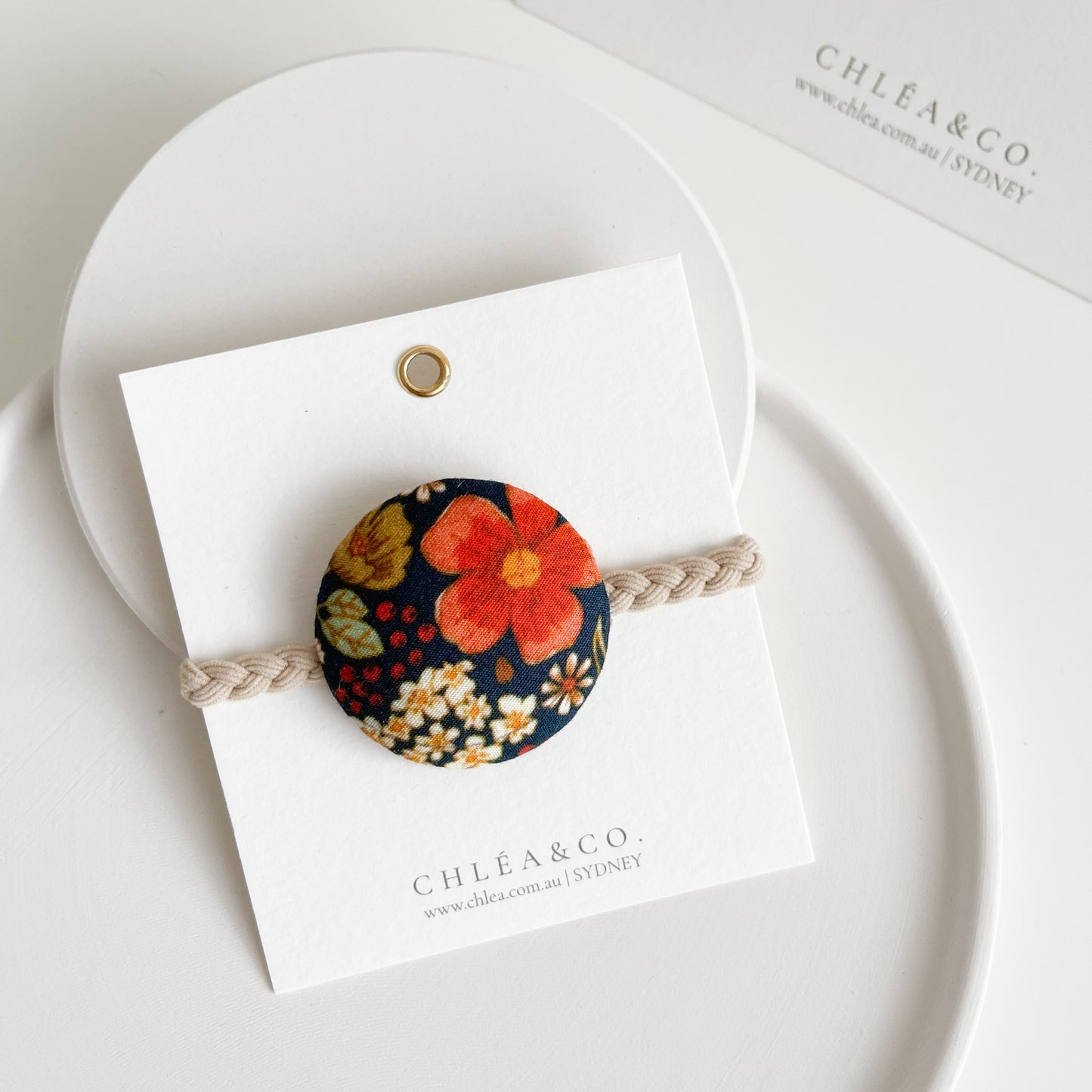 Vintage Fabric Button Hair Ties