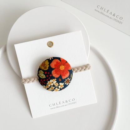 Vintage Fabric Button Hair Ties