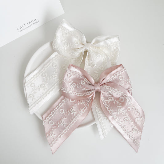 Elise Satin Lace Long Tail Bow