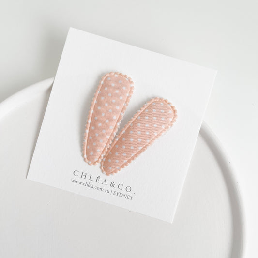Ava Pastel Peach Fabric Covered Snap Clip
