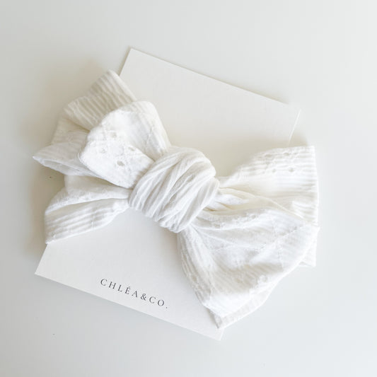 White Oversize Bow Headband