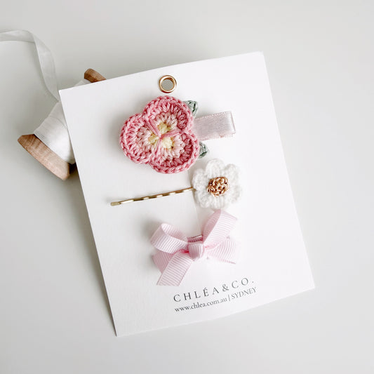 Petal Crochet | 3pc Mixed Hair Clips