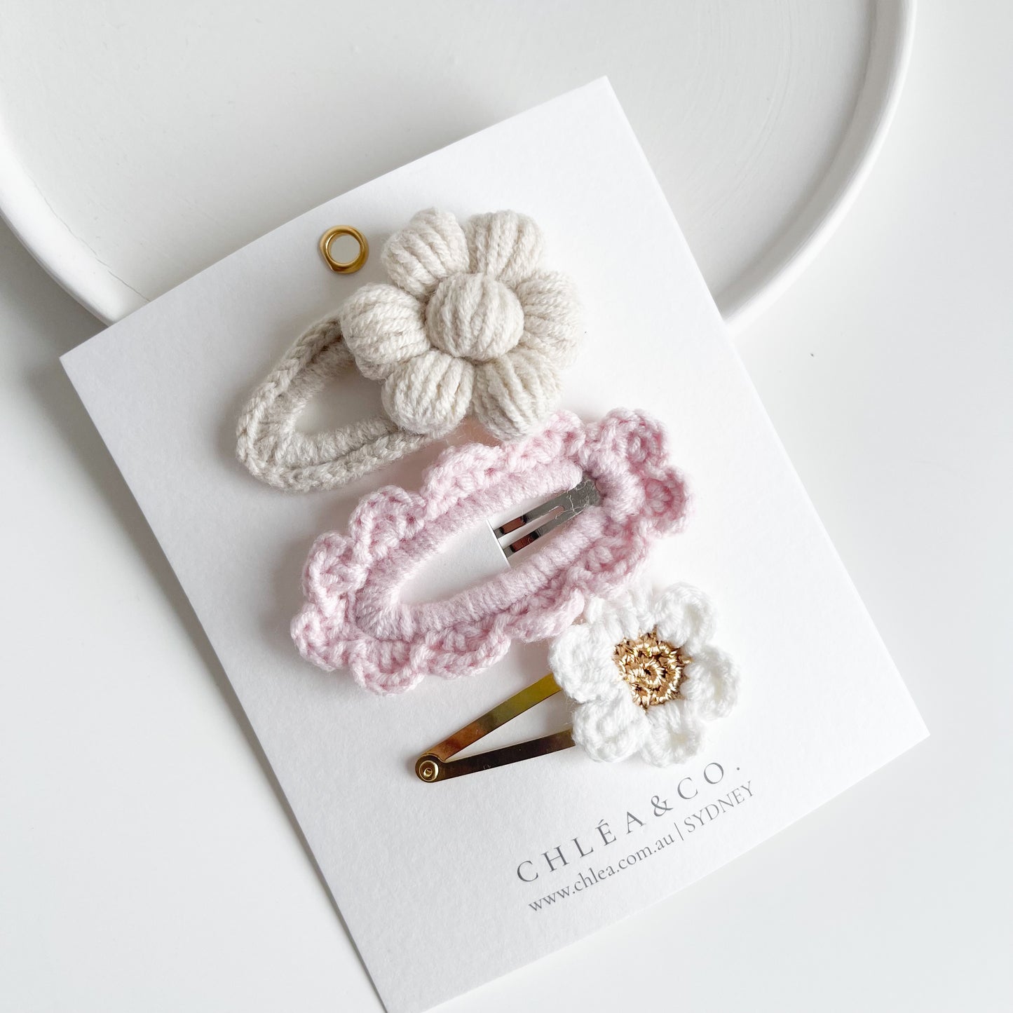 Spring Pastel Bloom Crochet Clip Set