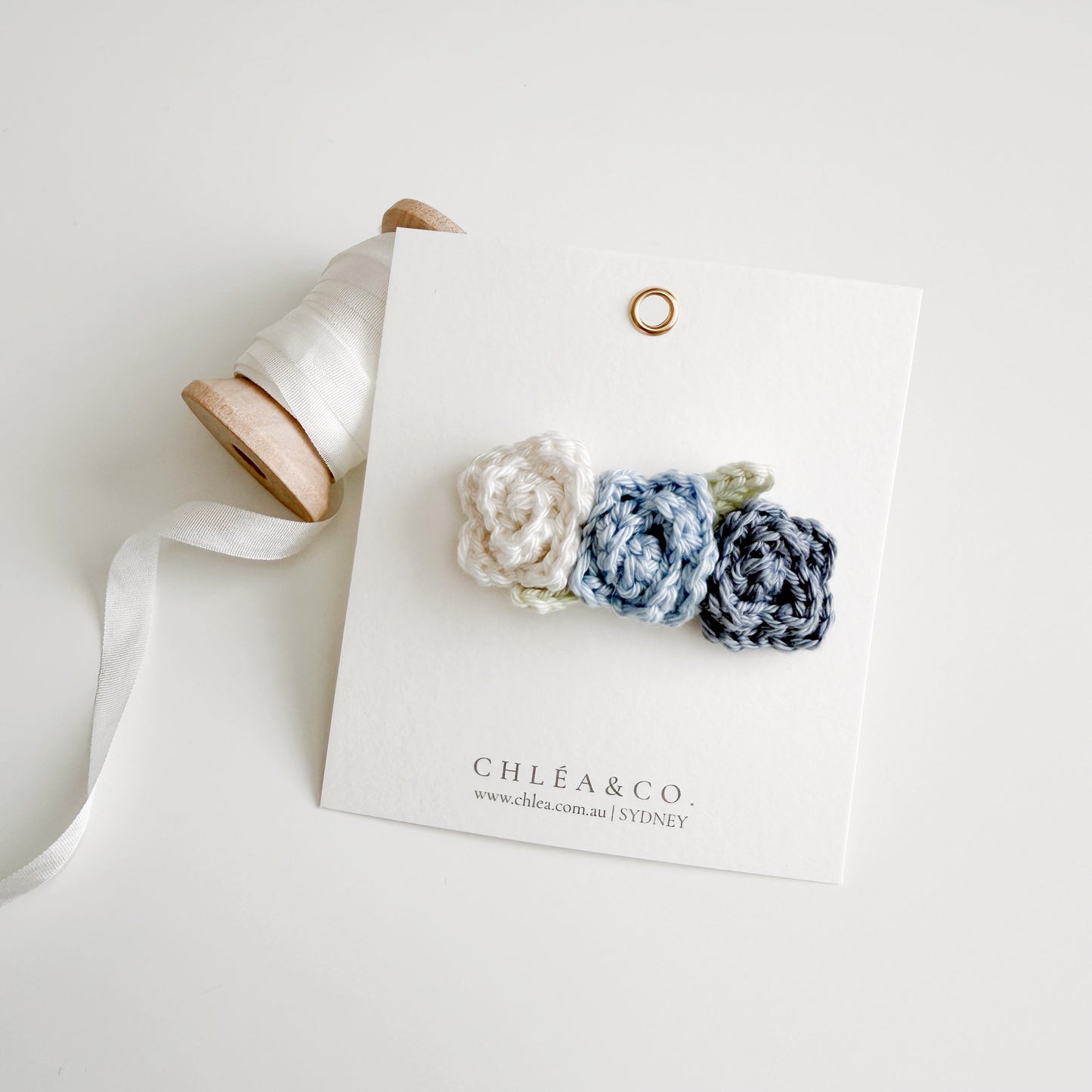 Darling Blossom Crochet Hair Clip | Ocean Mist