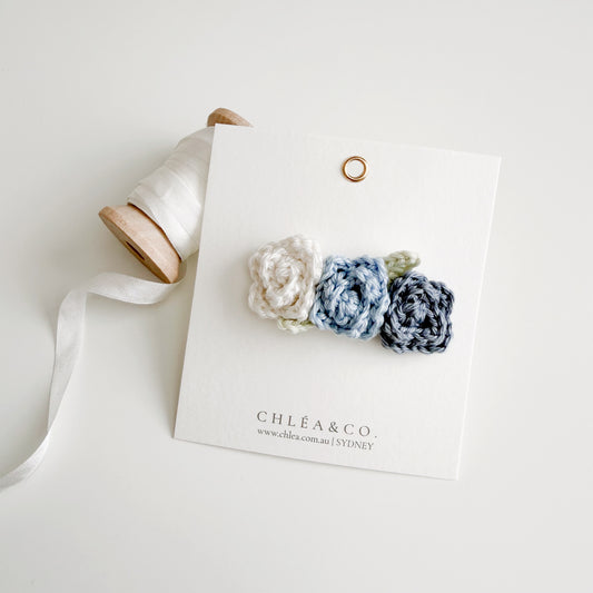Darling Blossom Crochet Hair Clip | Ocean Mist