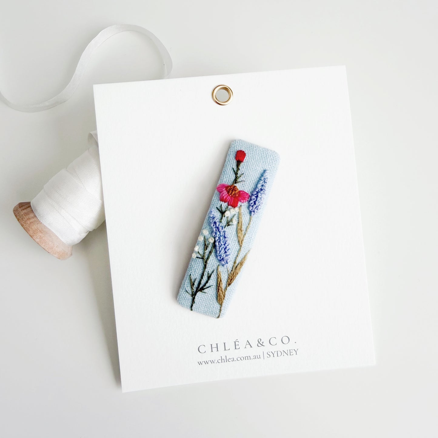 Embroidered Hair Clip | Bloom In Blue