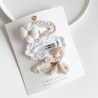Spring Pastel Bloom Crochet Clip Set