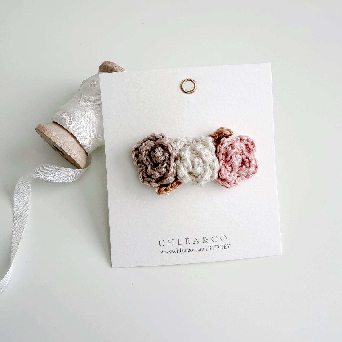 Darling Blossom Crochet Hair Clip | Raspberry Macaroon