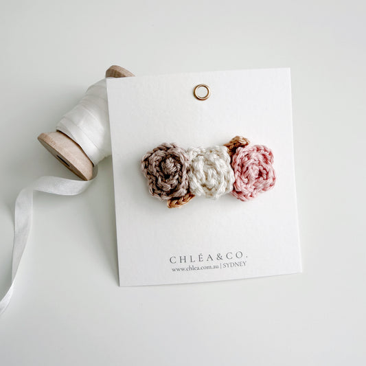 Darling Blossom Crochet Hair Clip | Raspberry Macaroon