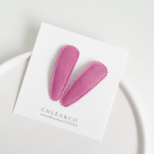 Peony Linen Fabric Covered Snap Clip
