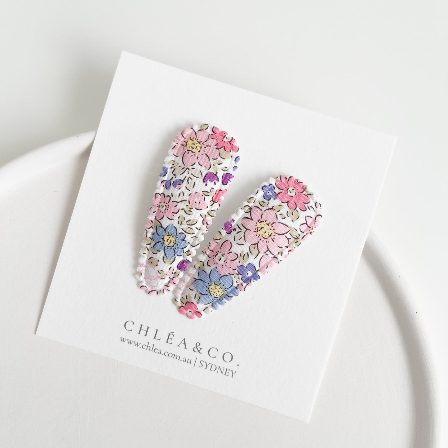 Dainty Pink Garden Fabric Covered Snap Clip