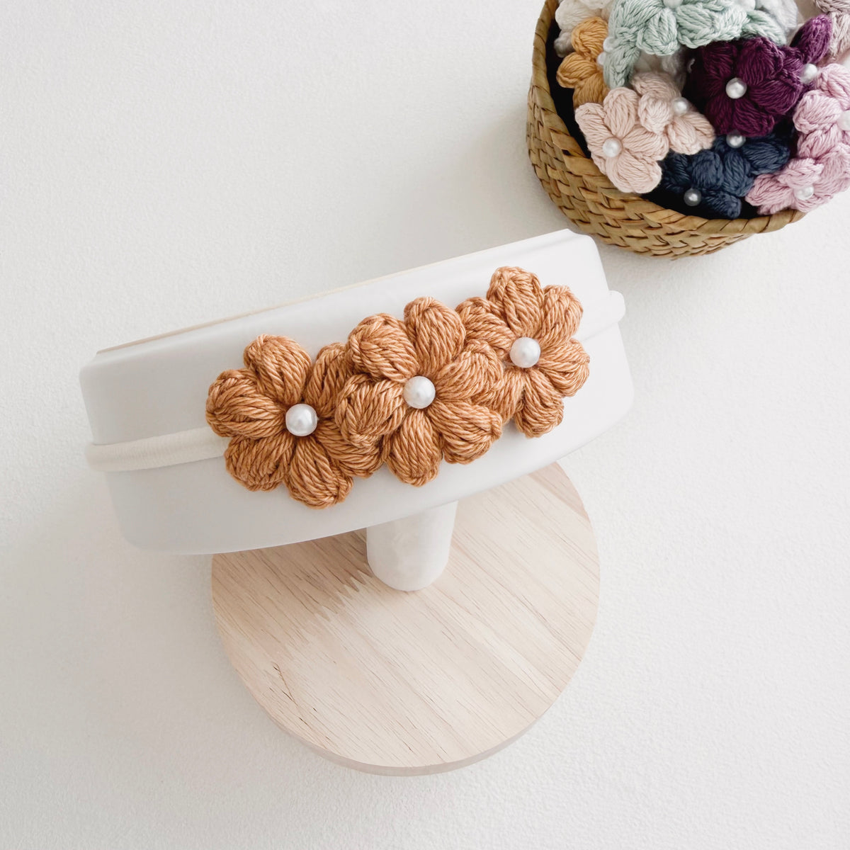 Pearl Floral Crochet Baby Headband