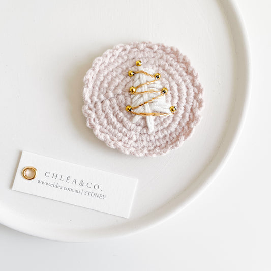 Round Christmas Tree Hair Clip