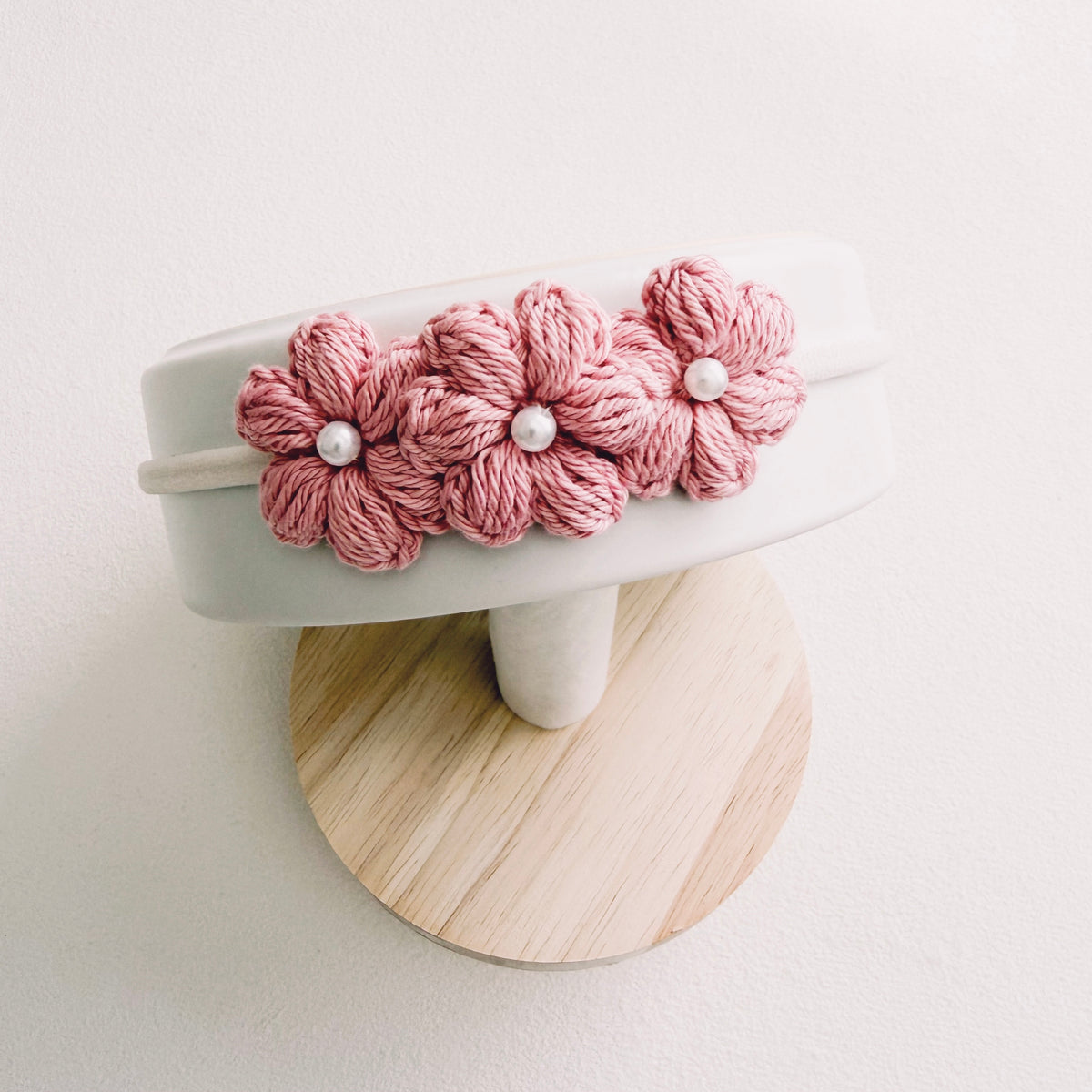 Pearl Floral Crochet Baby Headband