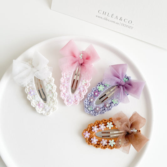 Tulle Blossom Crochet Hair Clip