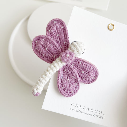 Orchid Dragonfly Crochet Clip
