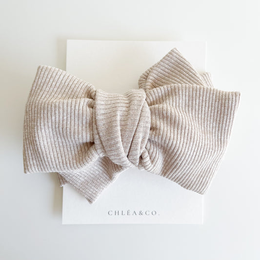 Ivory Brown Oversize Topknot Bow Headband