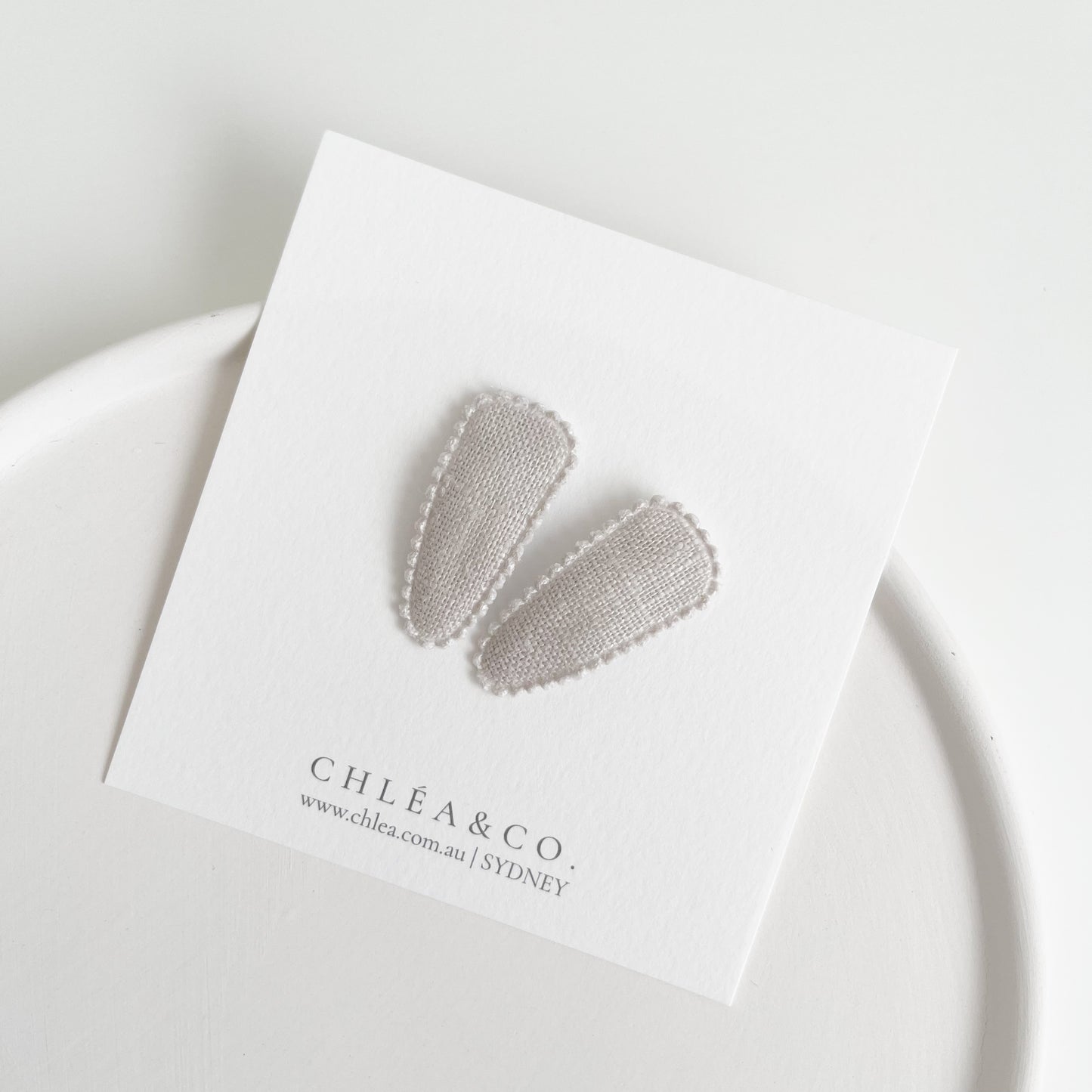 Petite Ivory Fabric Snap Clip