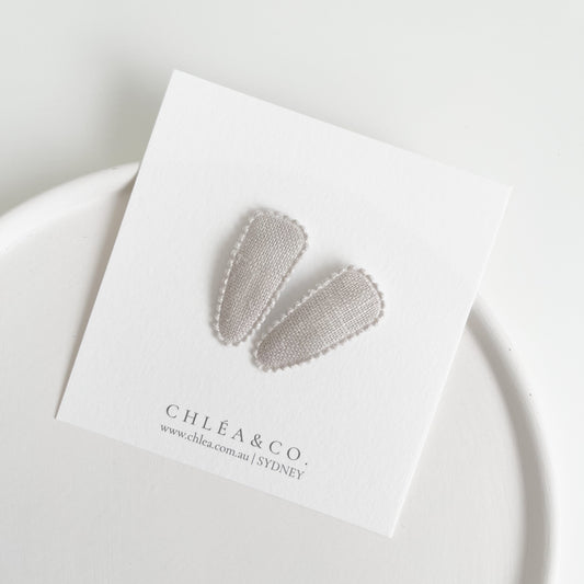 Petite Ivory Fabric Snap Clip