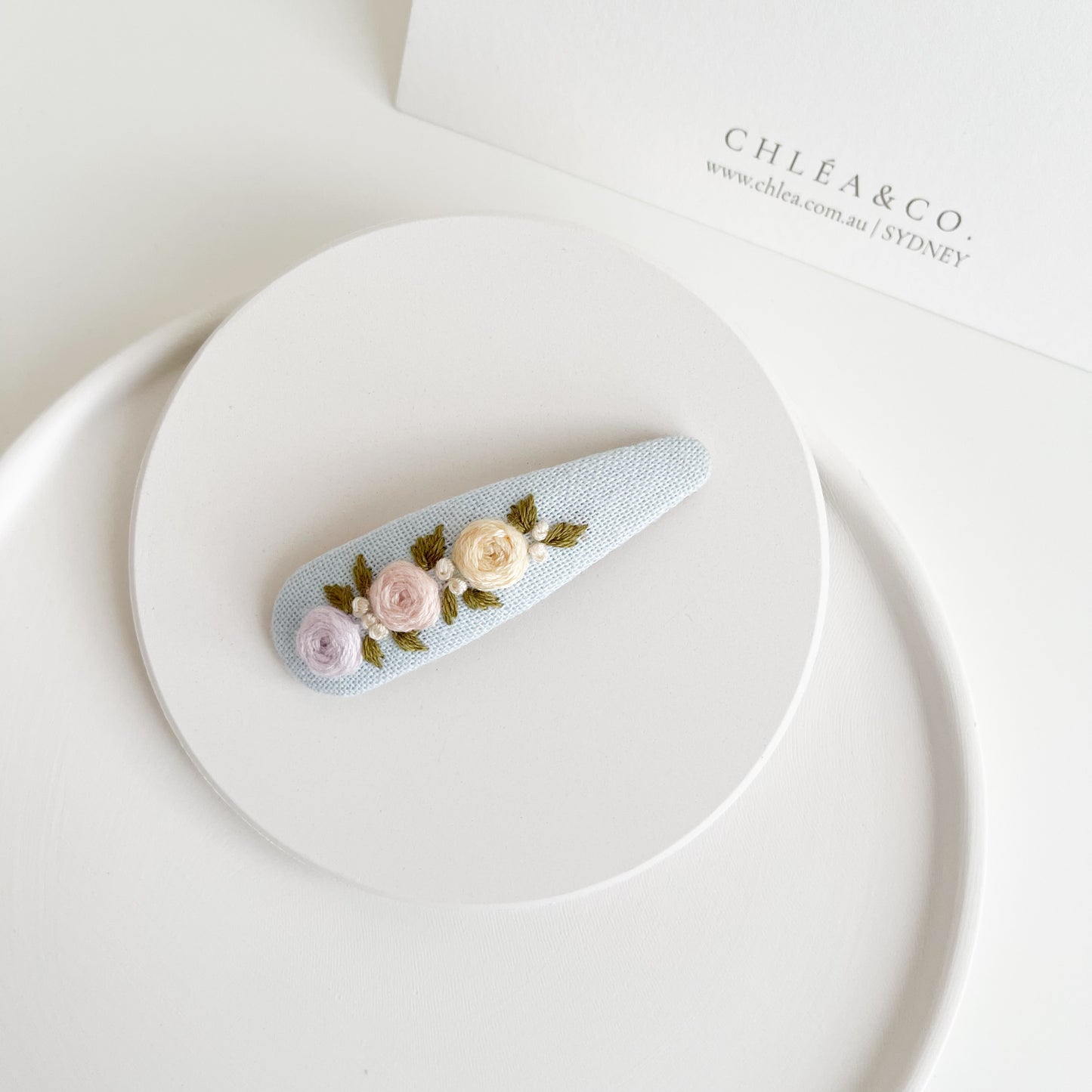 Cloudberry Bloom | Flower Embroidered Hair Clip