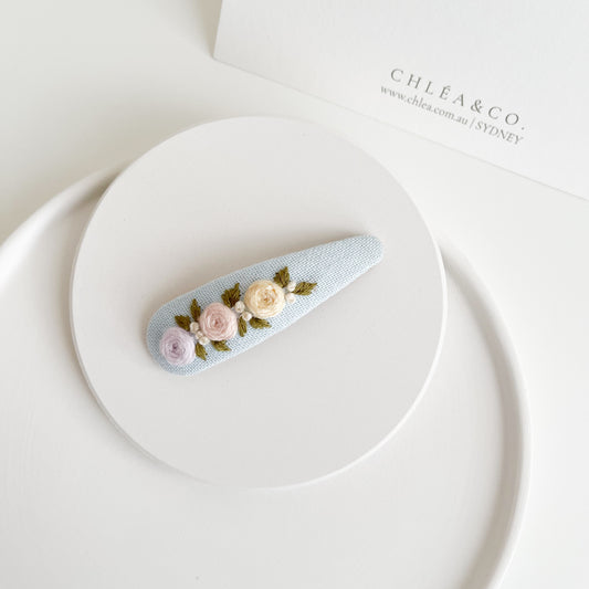 Cloudberry Bloom | Flower Embroidered Hair Clip