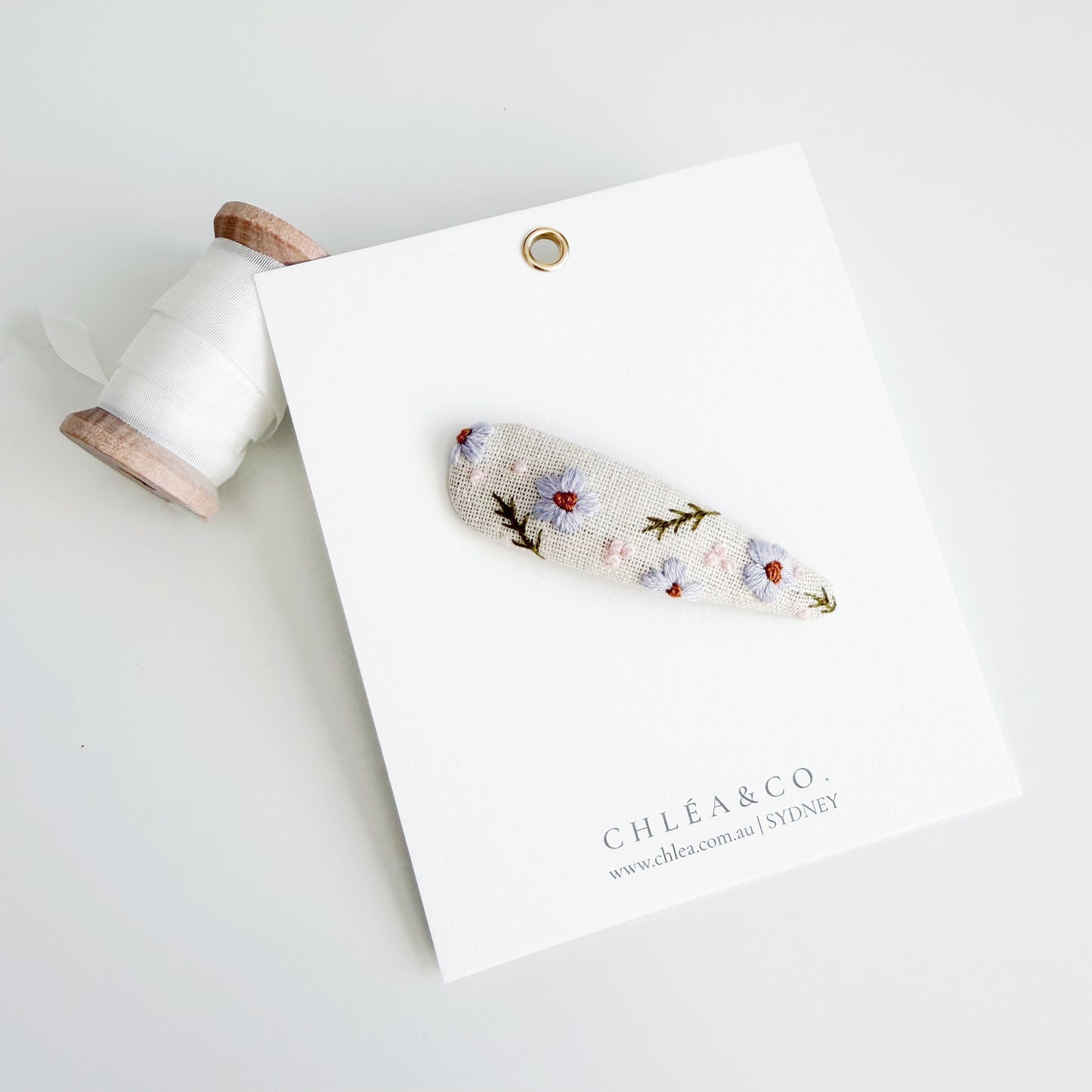 Powder Blue Petal | Embroidered Hair Clip