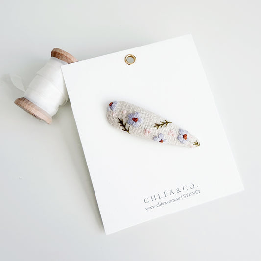 Powder Blue Petal | Embroidered Hair Clip