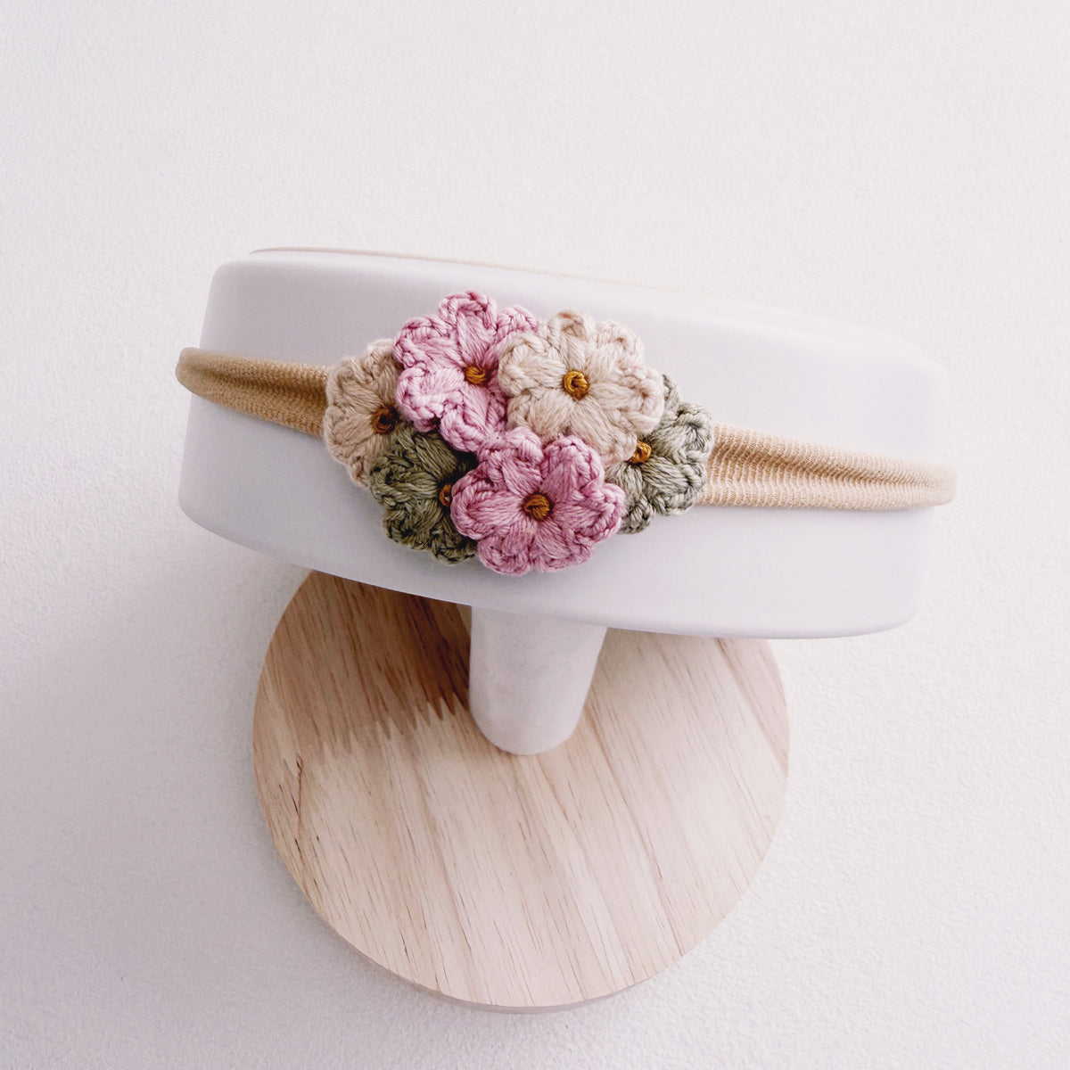 Sage & Pink Bloom | Crochet Baby Headband