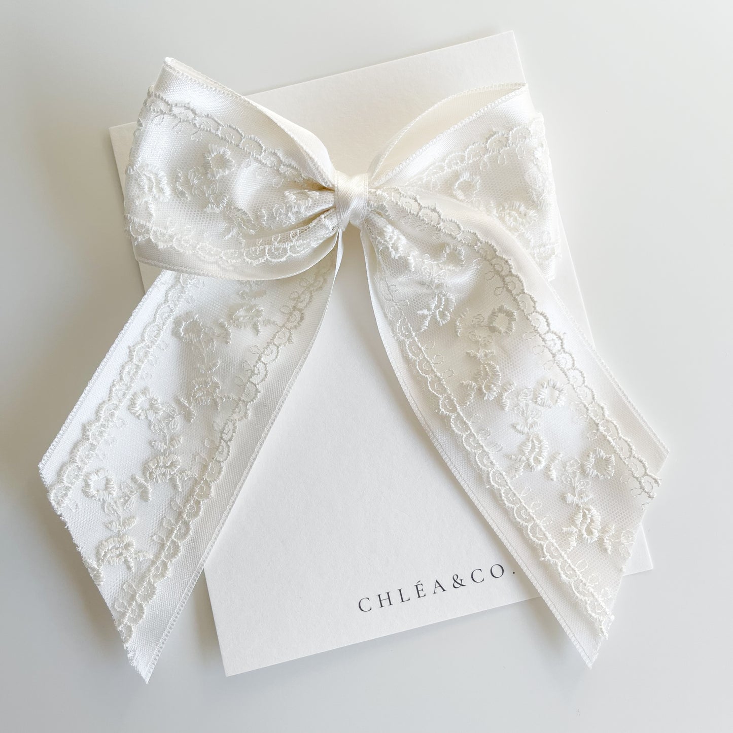 Elise Satin Lace Long Tail Bow