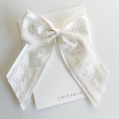 Elise Satin Lace Long Tail Bow