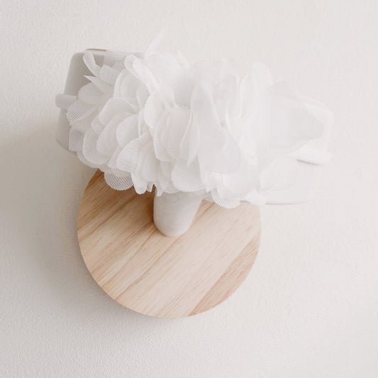 Chiffon Blossom | White Nylon Baby Headband