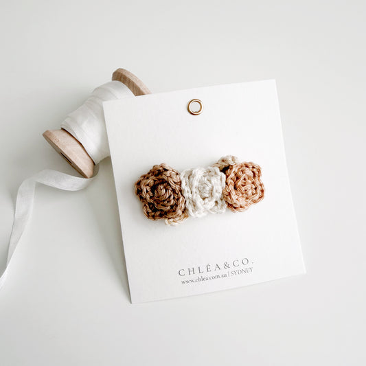 Darling Blossom Crochet Hair Clip | Café au Lait