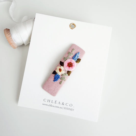 Embroidered Hair Clip | English Rose