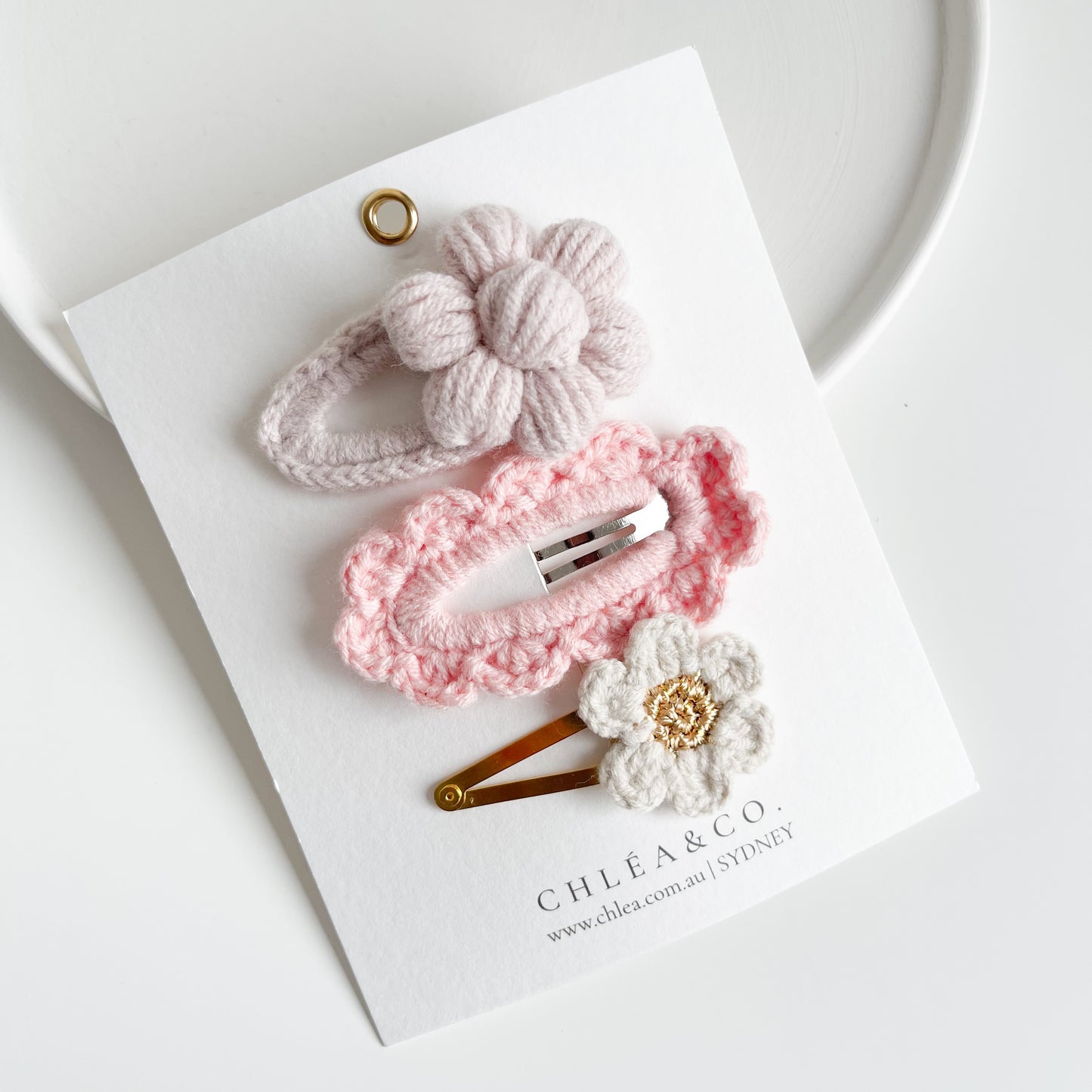 Spring Pastel Bloom Crochet Clip Set