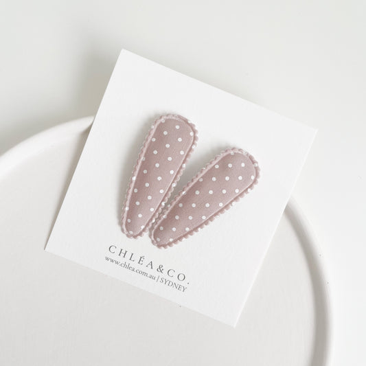 Ava Rosy Brown Fabric Covered Snap Clip