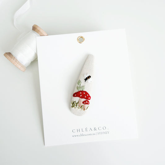 Little Mushroom | Embroidered Hair Clip