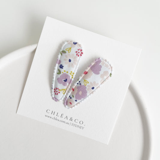 Morning Glory Fabric Covered Snap Clip