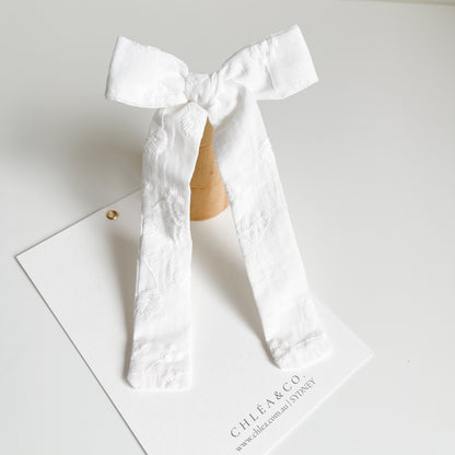 Eila White Long Tail Bow