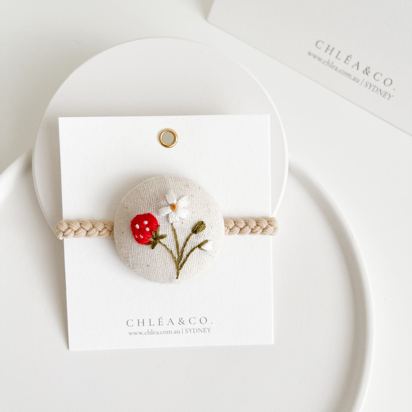 Embroidered Hair Ties | Strawberry