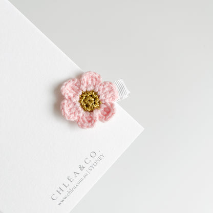 Petite Cherry Blossom Crochet Clip
