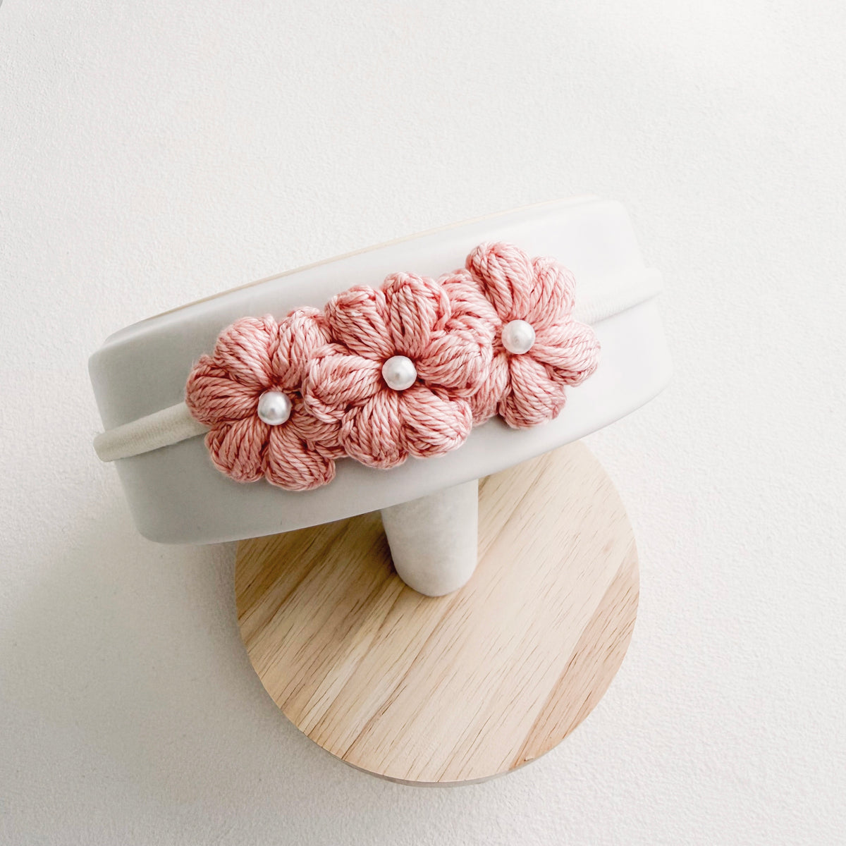 Pearl Floral Crochet Baby Headband